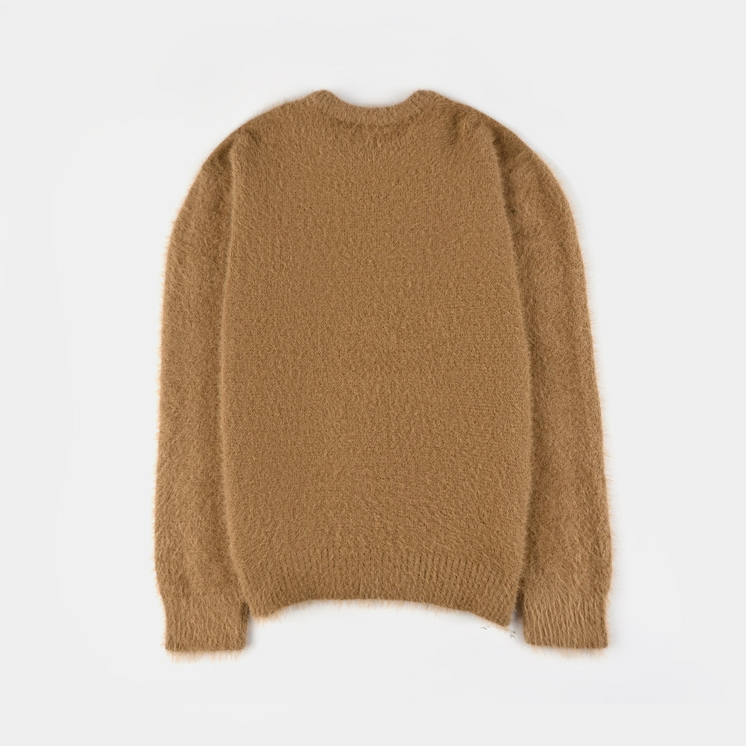Girls Feather  Yarn Sweater-Feather-Light Brown