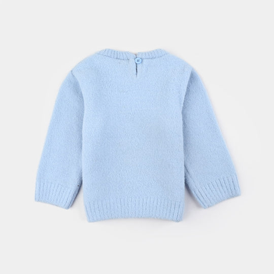 Infant Girls Feather yarn Sweater-Light Blue