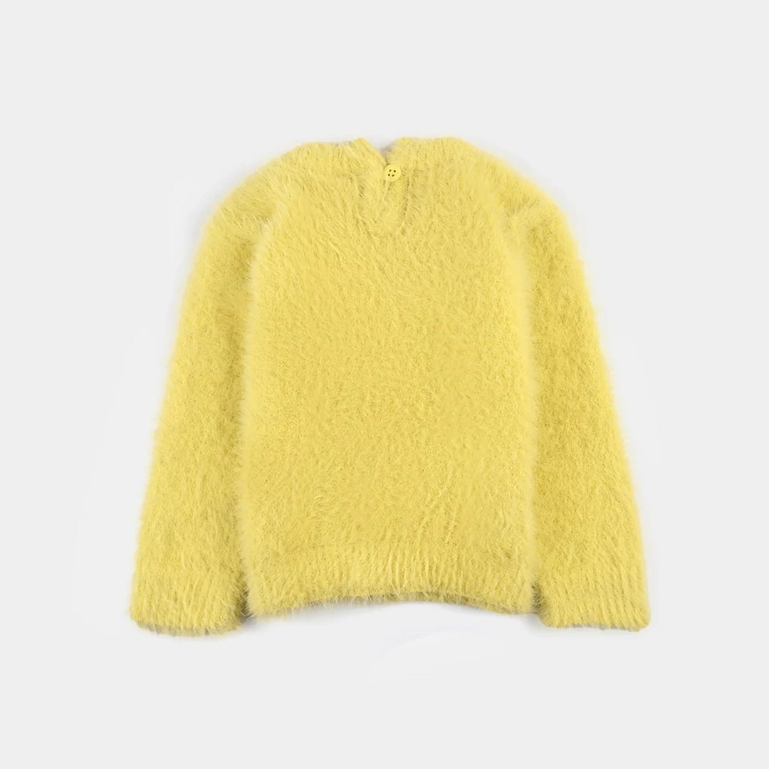 Infant Girls Feather yarn Sweater-Yellow