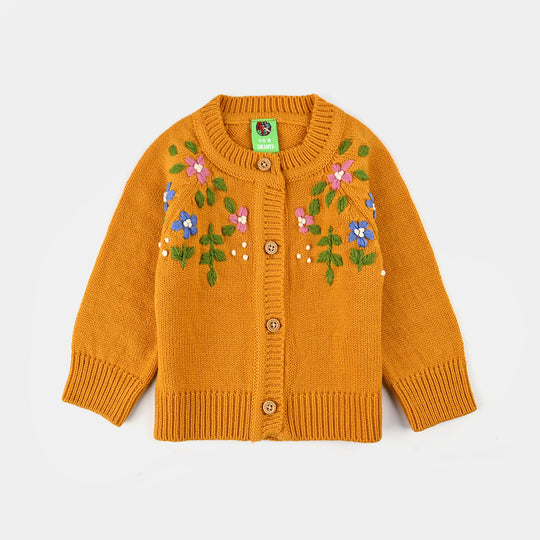 Infant Girls Acrylic Sweater-Garden Oasis-Mustard