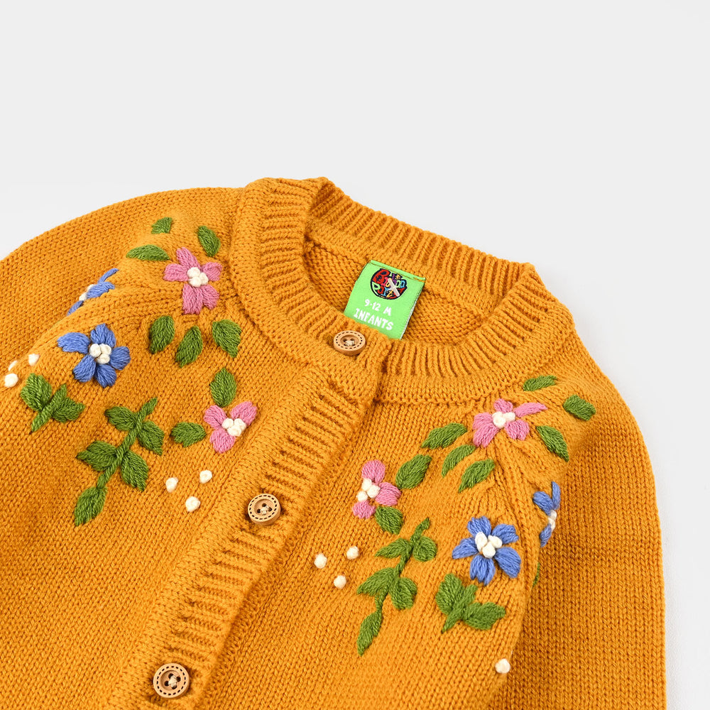 Infant Girls Acrylic Sweater-Garden Oasis-Mustard
