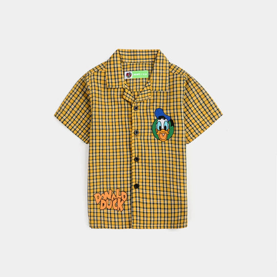 Infant Boys Yarn Dyed Basic Casual Shirt-Yellow Check