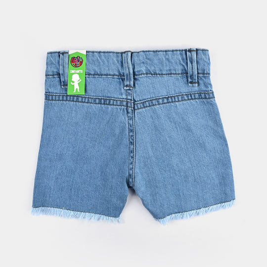 Infant Girls Denim rigid Short Petals-Ice Blue