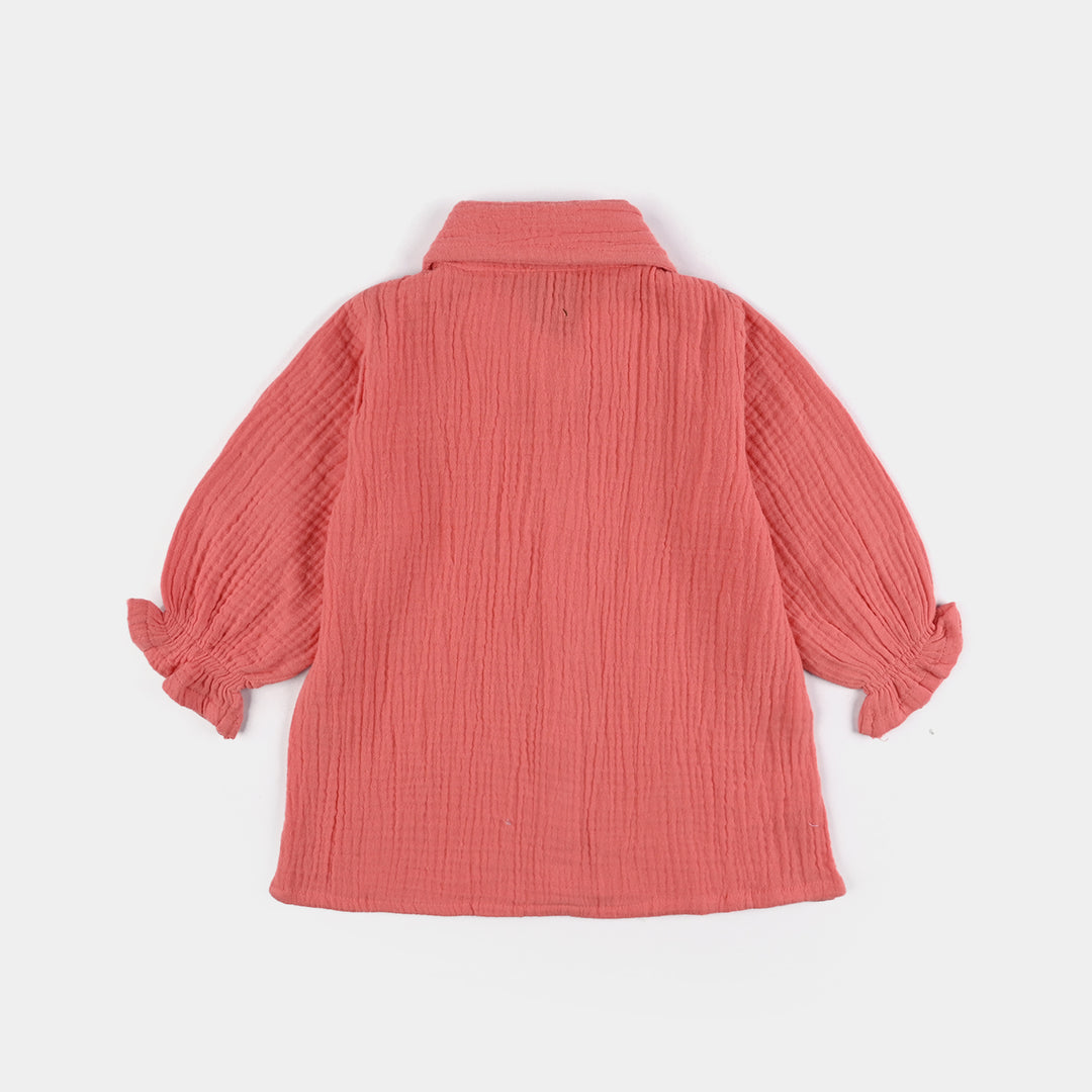 Infant Girls Cotton Poplin Co-Ord Set-Peach