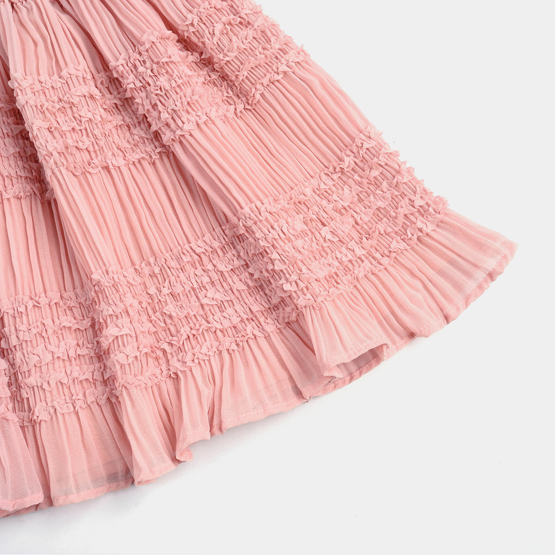 Girls Chiffon Short Skirt-Peach
