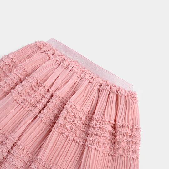 Girls Chiffon Short Skirt-Peach