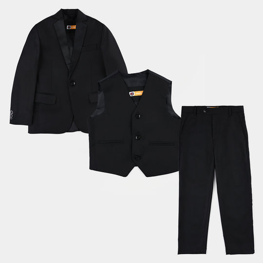 Boys Cotton Twill 3 Piece suit Classic Black