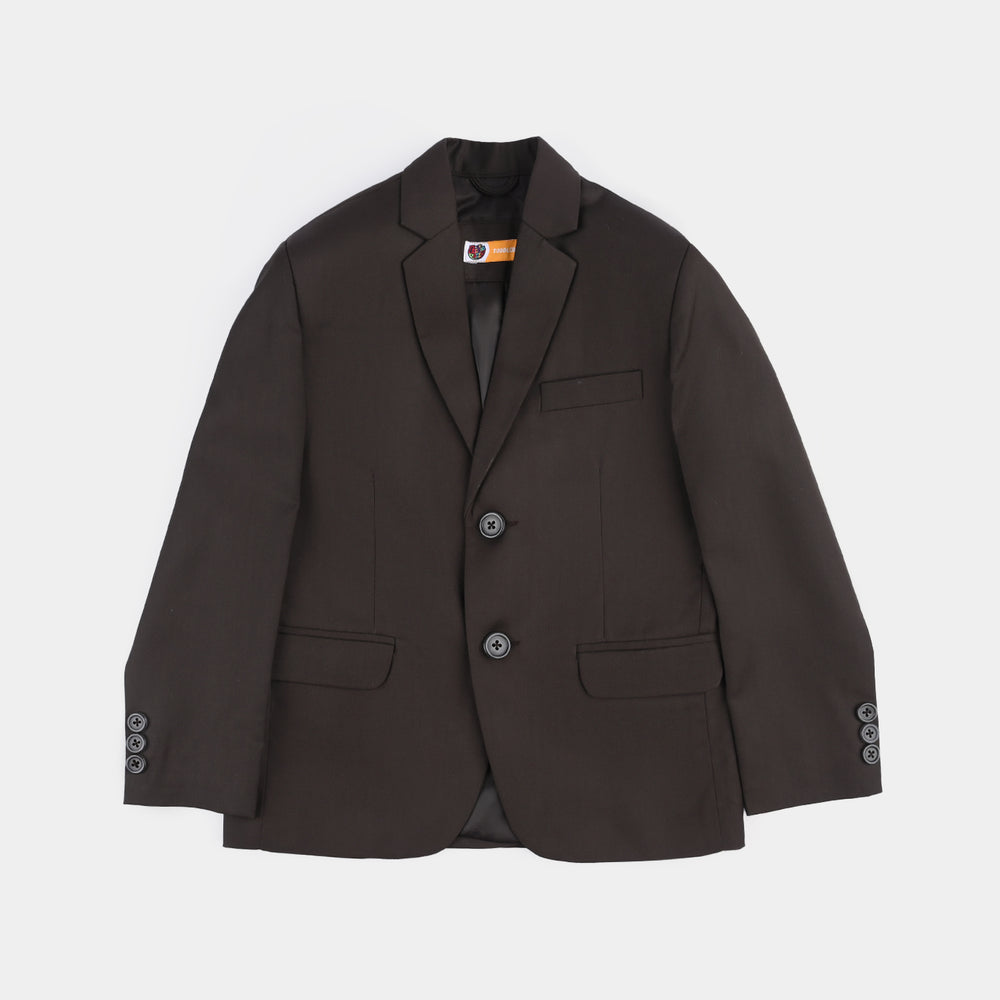 Boys Cotton Twill Coat Pant Suit - Brown