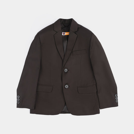 Boys Cotton Twill Coat Pant Suit - Brown