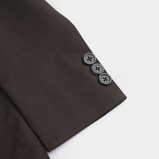 Boys Cotton Twill Coat Pant Suit - Brown