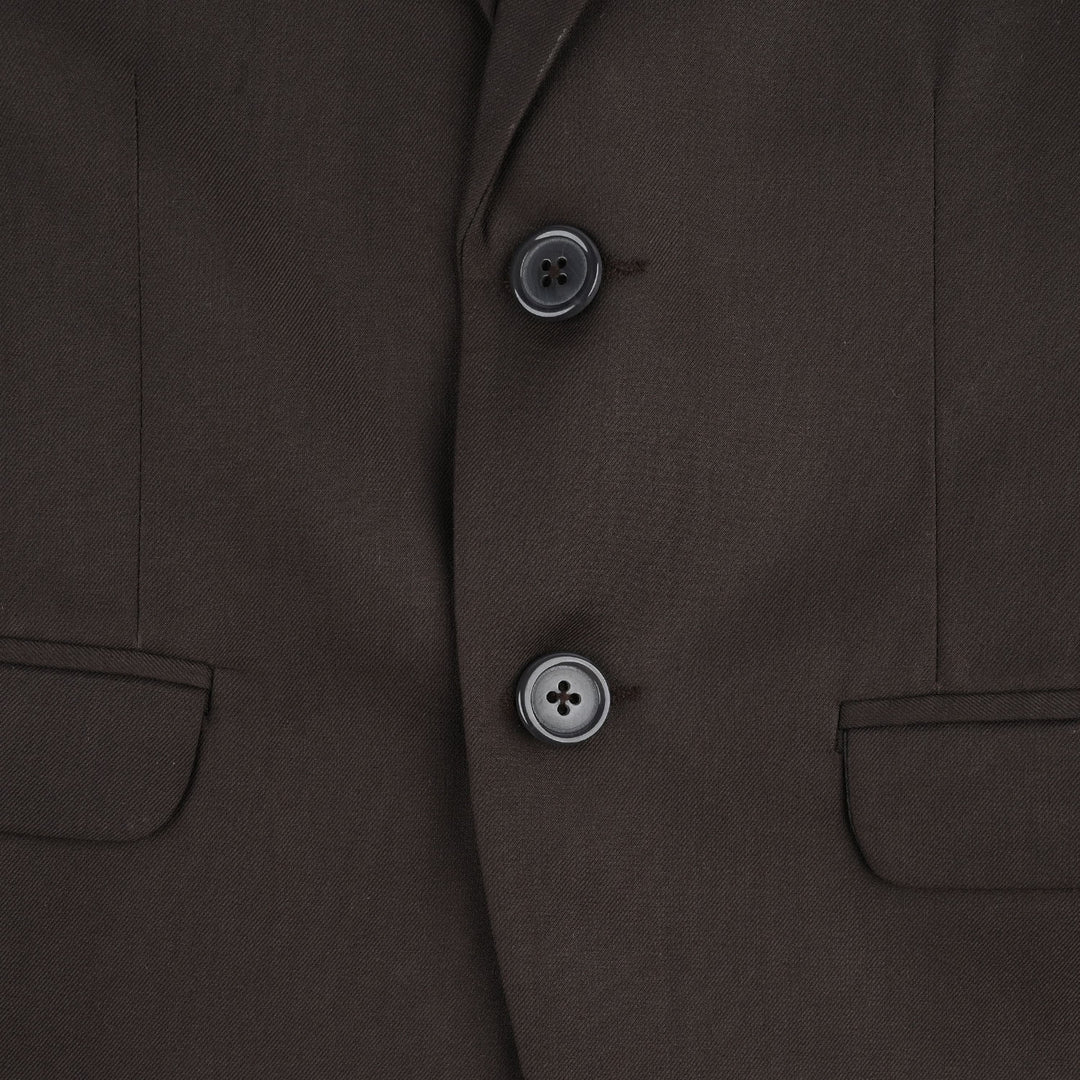 Boys Cotton Twill Coat Pant Suit - Brown
