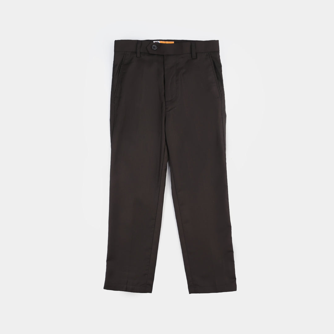 Boys Cotton Twill Coat Pant Suit - Brown