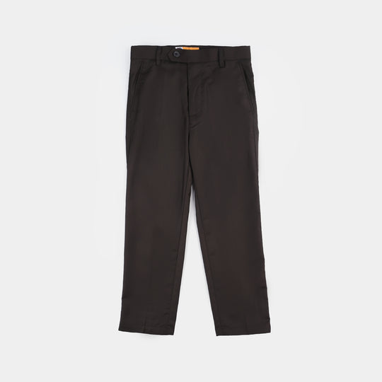 Boys Cotton Twill Coat Pant Suit - Brown