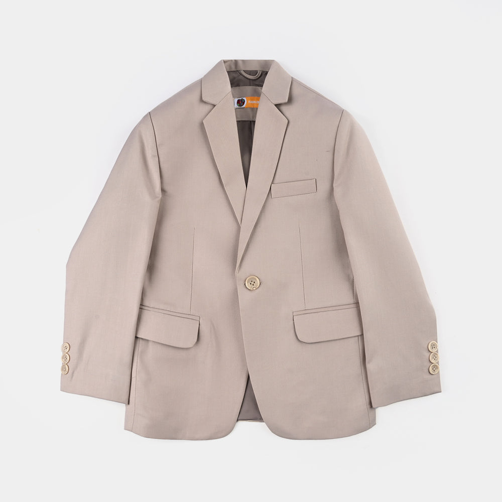 Boys Cotton Twill Coat Pant Suit-BEIGE