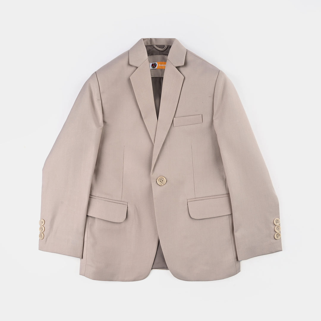 Boys Cotton Twill Coat Pant Suit-BEIGE