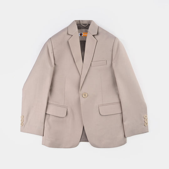 Boys Cotton Twill Coat Pant Suit-BEIGE