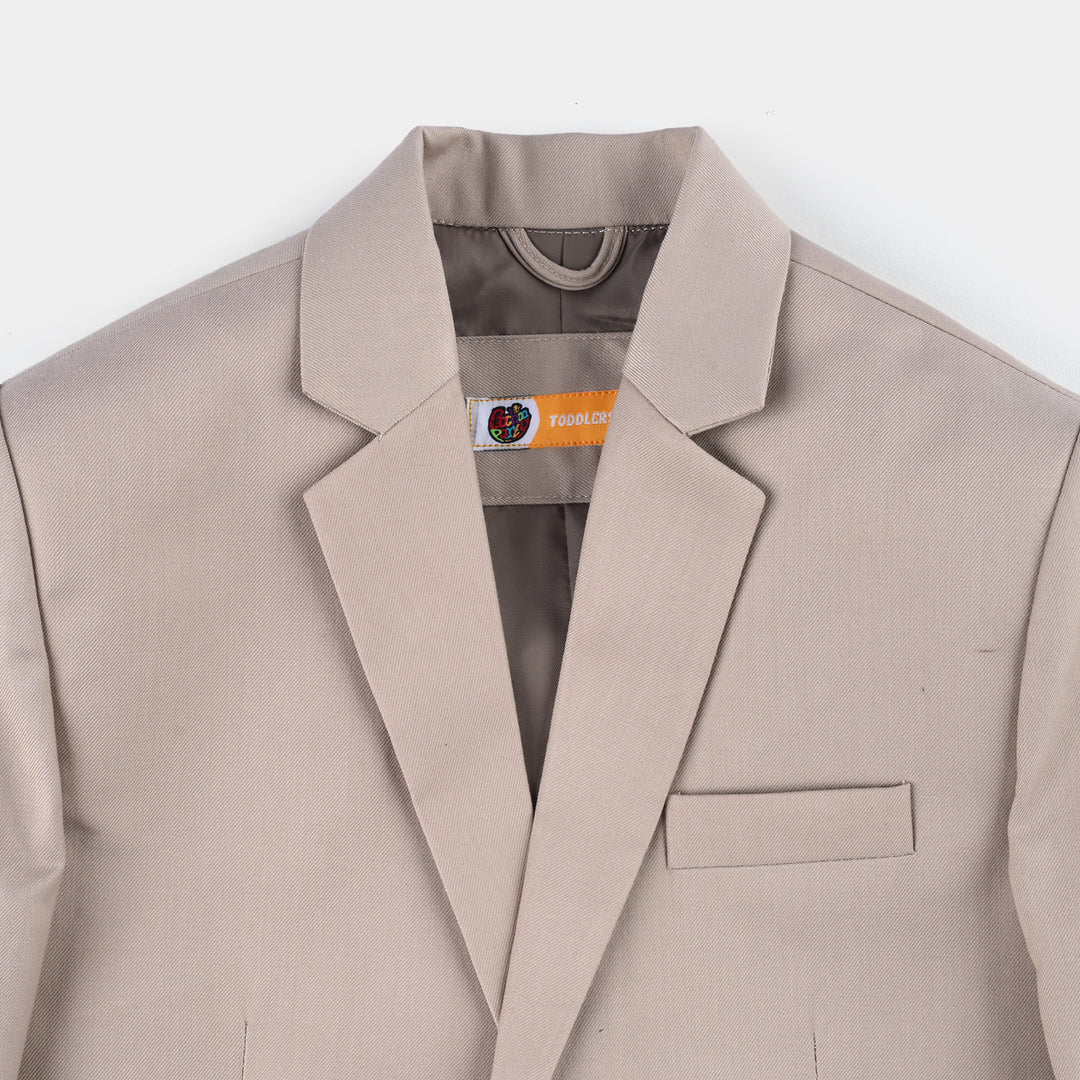 Boys Cotton Twill Coat Pant Suit-BEIGE