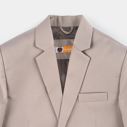 Boys Cotton Twill Coat Pant Suit-BEIGE