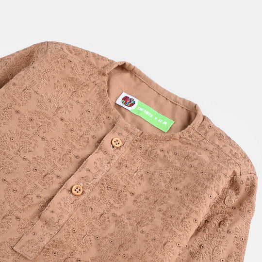 Infant Boys Chicken Kari Kurta-BEIGE