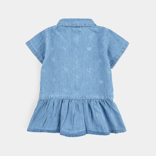 Infant Girls Tensile Denim (Light Denim) Emb Top Hearts-Blue