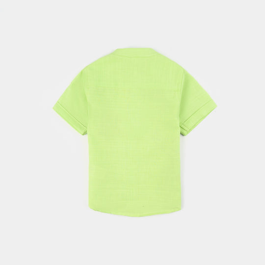 Infant Boys Cotton Slub Casual Shirt (Handsome)-L.Green