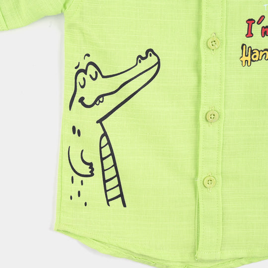 Infant Boys Cotton Slub Casual Shirt (Handsome)-L.Green