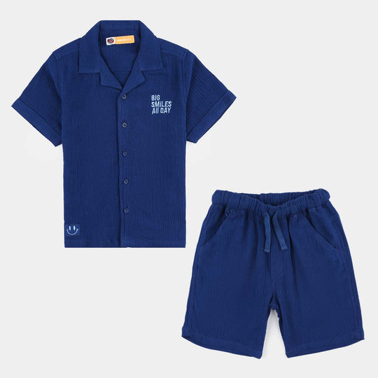 Boys Cotton Woven Suit Big Smile All Day-B-Blue
