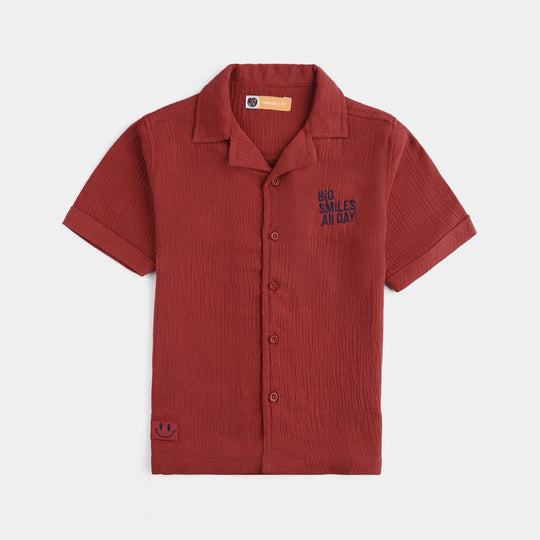 Boys Cotton Woven Suit Big Smile All Day-M-MAROON