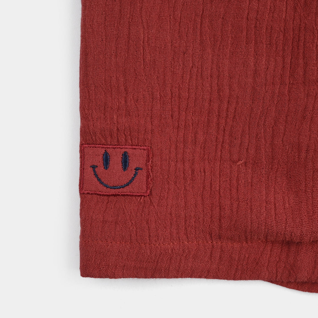Boys Cotton Woven Suit Big Smile All Day-M-MAROON