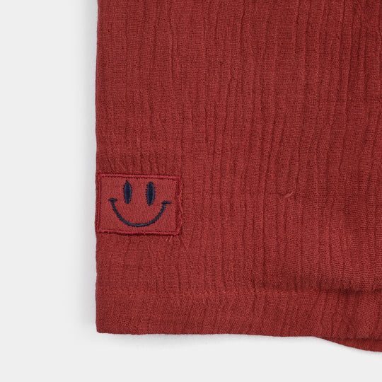 Boys Cotton Woven Suit Big Smile All Day-M-MAROON