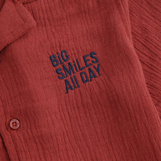 Boys Cotton Woven Suit Big Smile All Day-M-MAROON