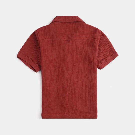 Boys Cotton Woven Suit Big Smile All Day-M-MAROON