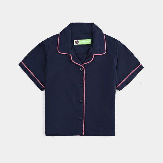 Infant Girls Viscose Nightwear Contrast-NAVY