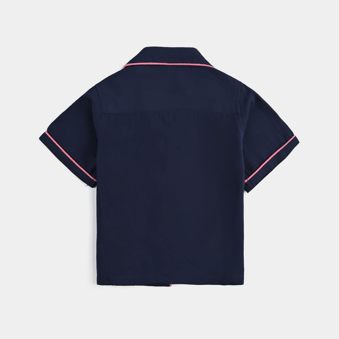 Infant Girls Viscose Nightwear Contrast-NAVY