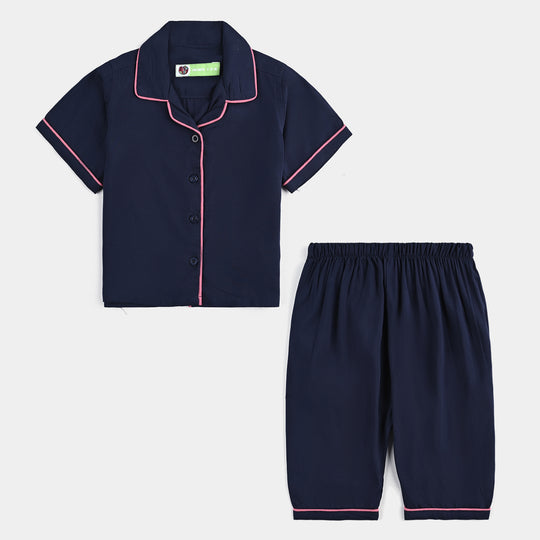 Infant Girls Viscose Nightwear Contrast-NAVY