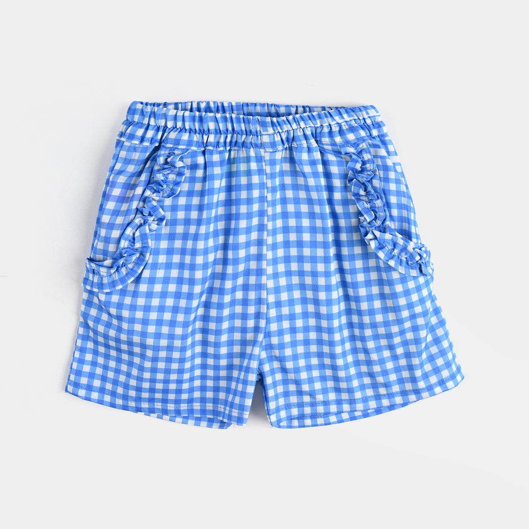 Infant Girls Cotton Poplin Emb Co-ord Set Blue Check-BLUE