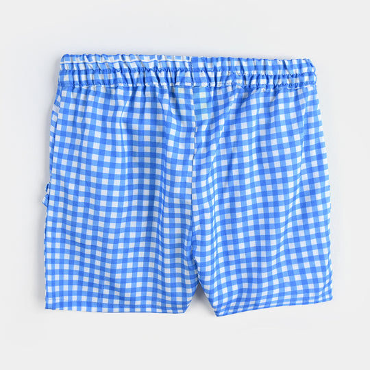 Infant Girls Cotton Poplin Emb Co-ord Set Blue Check-BLUE