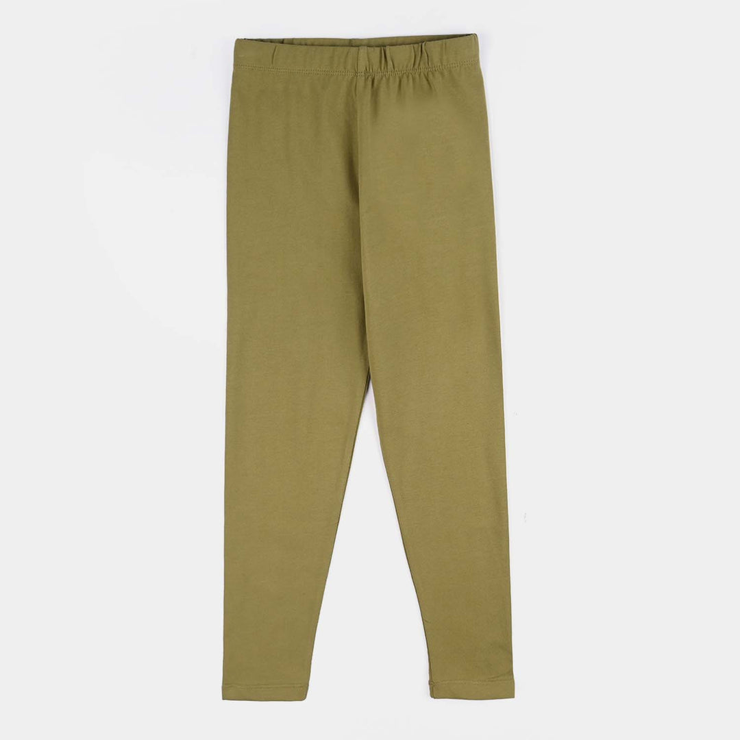 Girls Lycra Jersey Tights-Olive