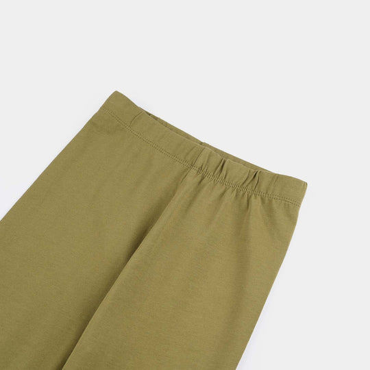 Girls Lycra Jersey Tights-Olive