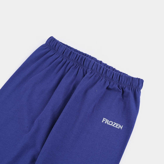 Girls Lycra Jersey Tights Printed-Navy Blue