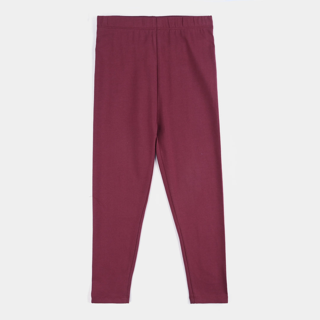 Girls Lycra Jersey Tights-MAROON