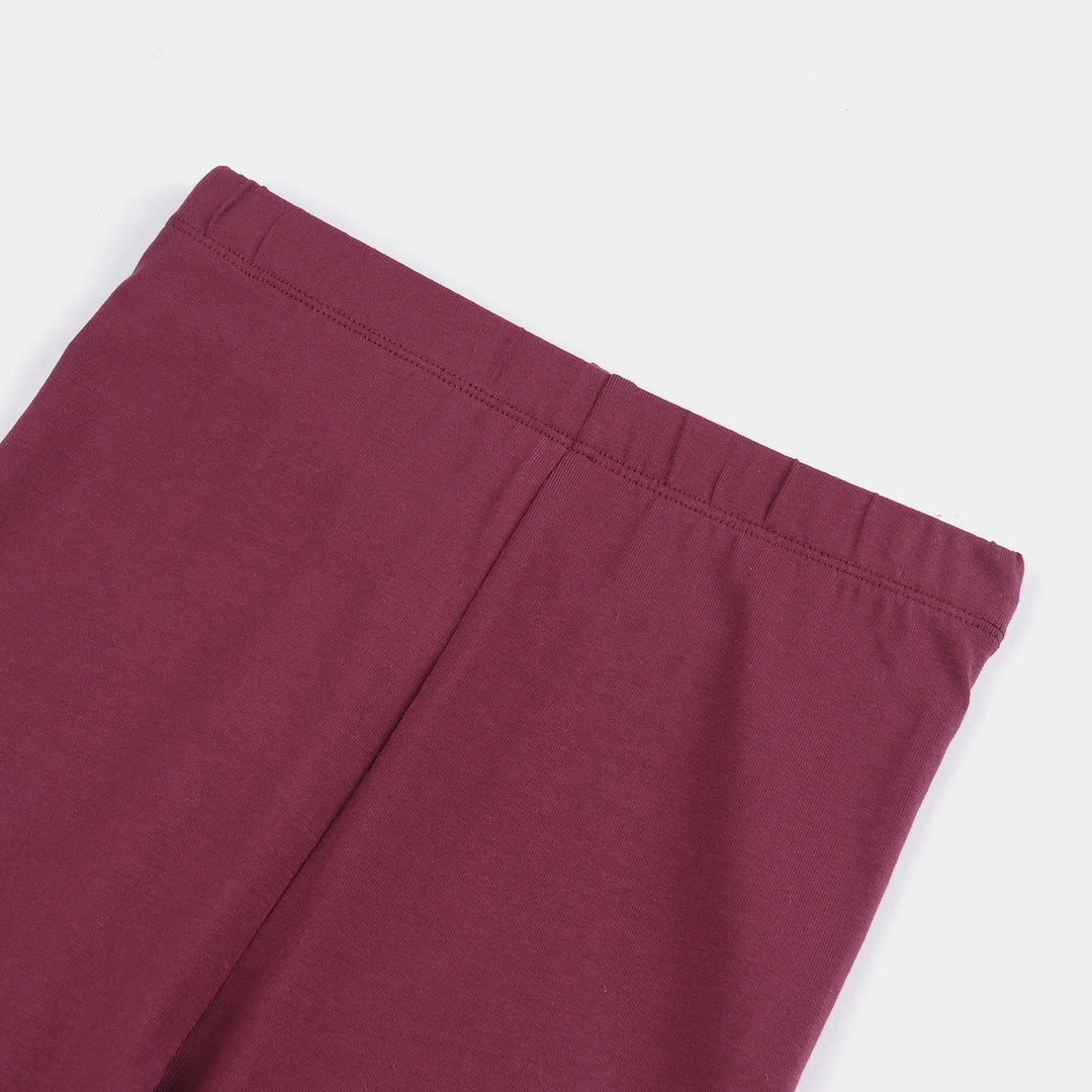 Girls Lycra Jersey Tights-MAROON