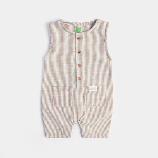Infant Boys Yarn Dyed Woven Romper Fashion Stripe