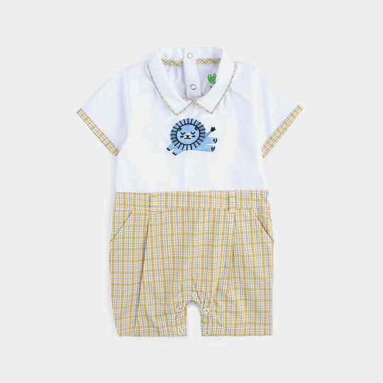 Infant Boys Yarn Dyed Woven Romper The Lion-Multi