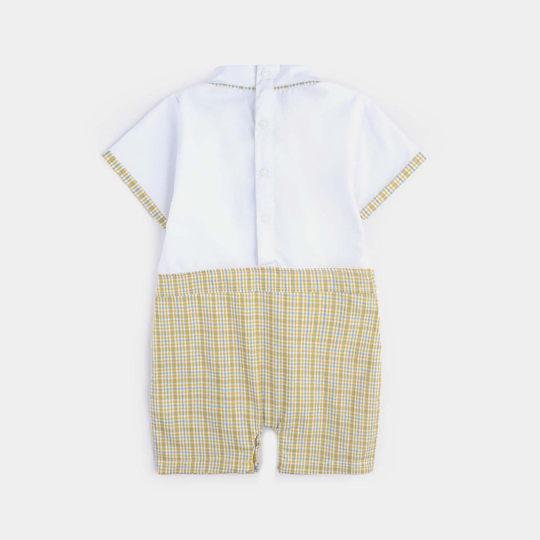 Infant Boys Yarn Dyed Woven Romper The Lion-Multi