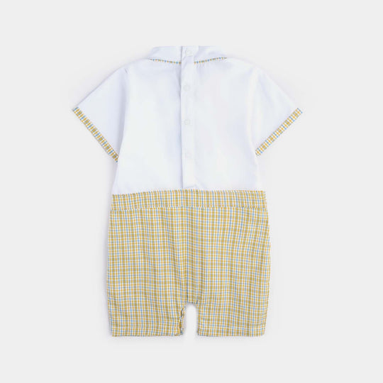 Infant Boys Yarn Dyed Woven Romper The Lion-Multi