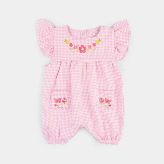 Infant Girls Yarn Dyed Romper Chic Checkered-Pink