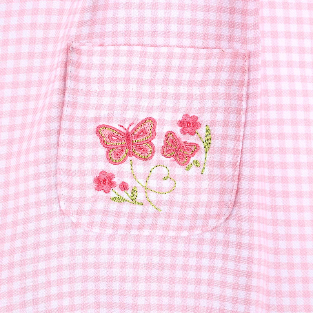Infant Girls Yarn Dyed Romper Chic Checkered-Pink