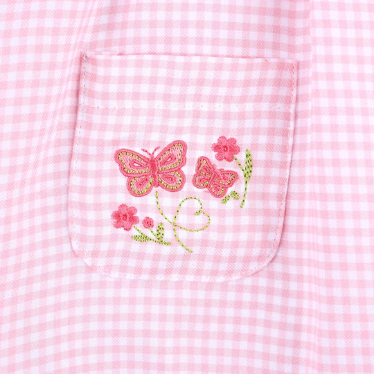 Infant Girls Yarn Dyed Romper Chic Checkered-Pink