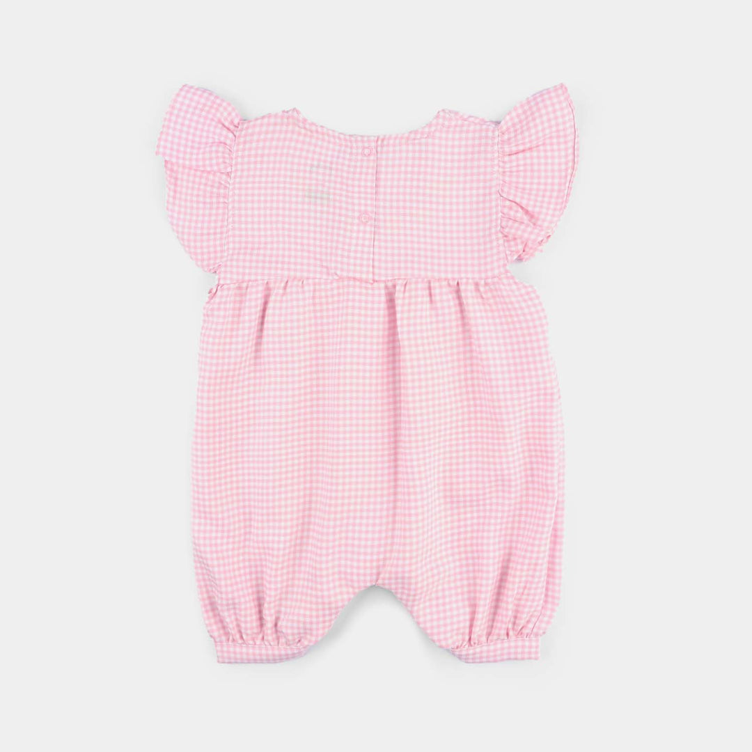 Infant Girls Yarn Dyed Romper Chic Checkered-Pink
